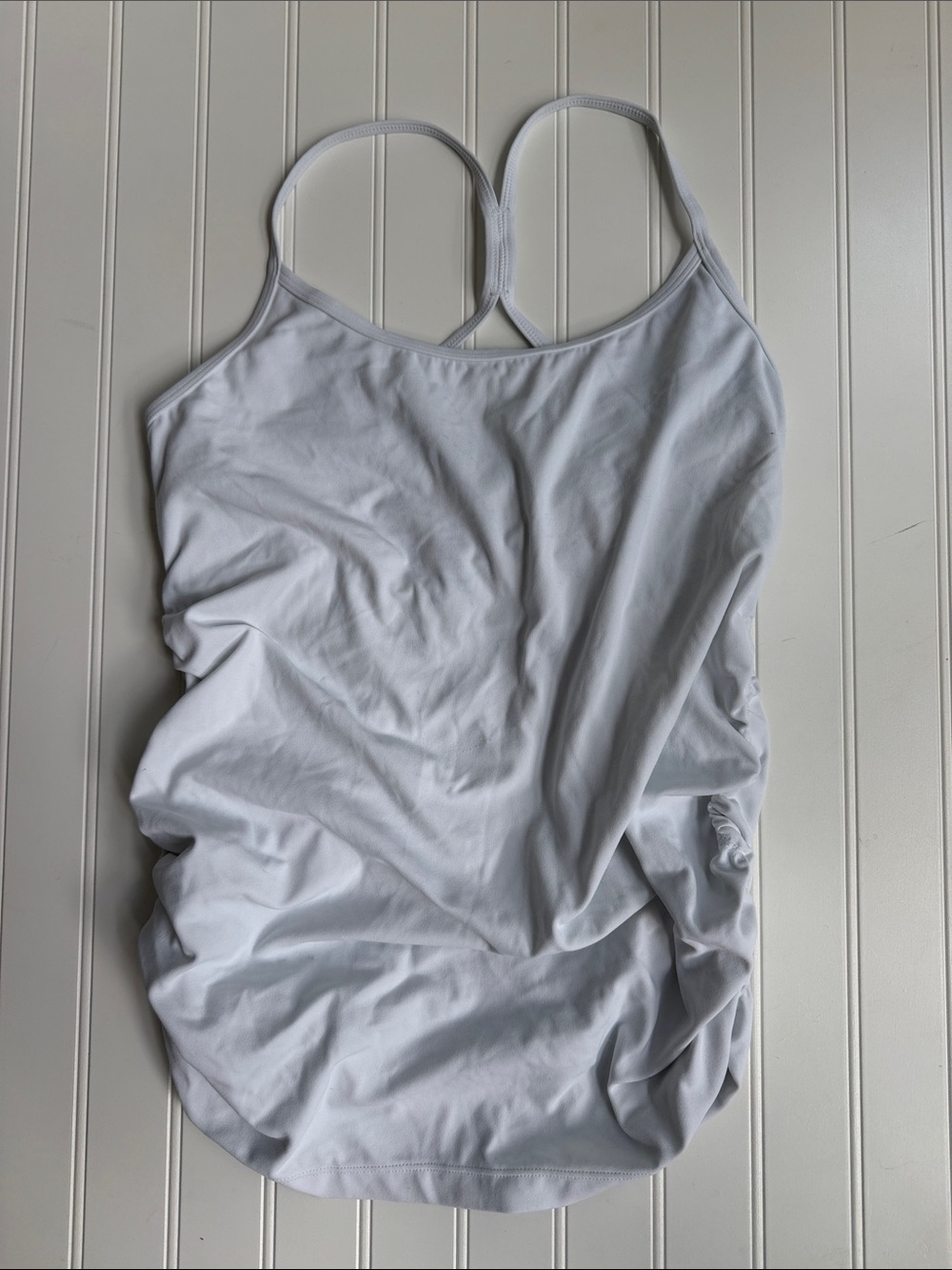 (350)CRZ YOGA White Ruched Women's Camisole with Slim Straps